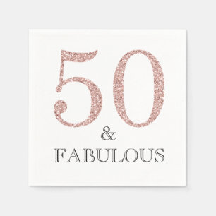 Serviettes Jetables 50 et Fabulous Pink Parties scintillant 50e fête d