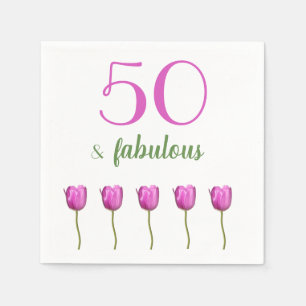 Serviettes Jetables 50 et tulipe magenta fabuleuse de la serviette  