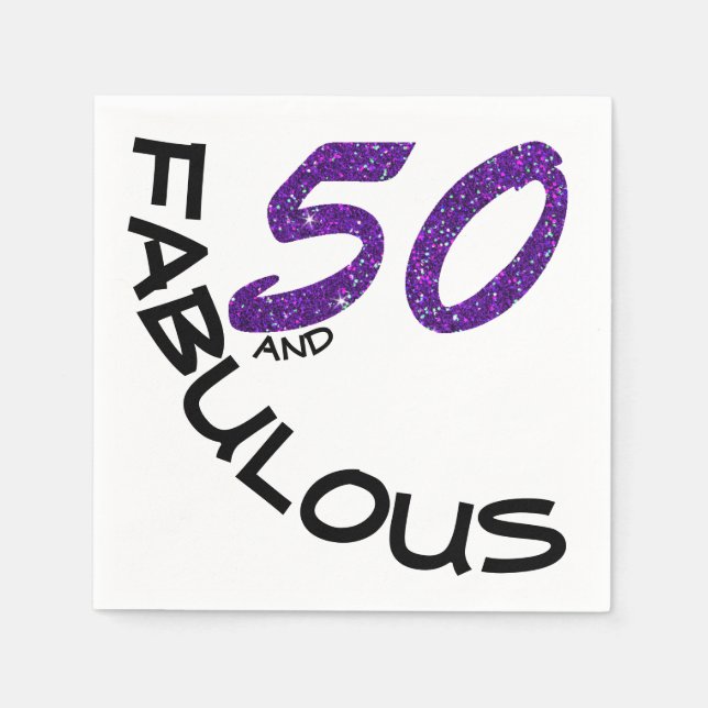 Serviettes Jetables 50e anniversaire fête de Parties scintillant viole (Devant)