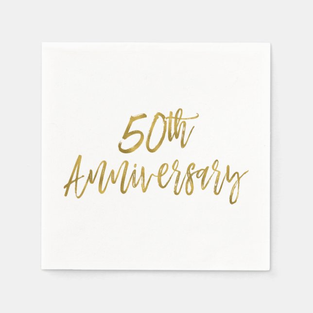 Serviettes Jetables 50e anniversaire Mariage d'or serviettes (Devant)