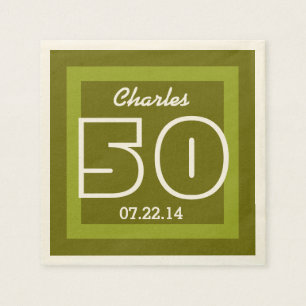 Serviettes Jetables 50e anniversaire moderne géométrique V16 OLIVE VER