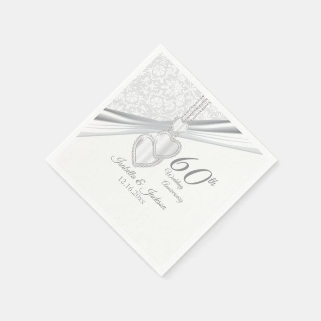 Serviettes Jetables 60e anniversaire du Mariage Diamond (Coin)