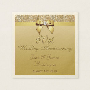 Serviettes Jetables 60e anniversaire du Mariage Diamond personnalisé