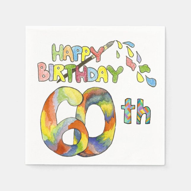 Serviettes Jetables 60e anniversaire Papier serviettes (Devant)