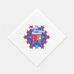 Serviettes Jetables 90e anniversaire photo nom étoile rouge déjeuner s