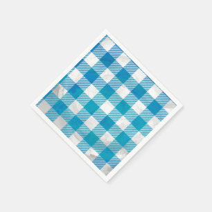 Serviettes Jetables à damiers Buffalo Plaid bleu et blanc