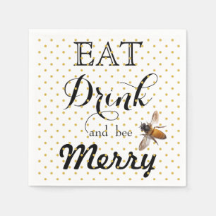 Serviettes Jetables abeille au miel - Mange Boire et abeille Joyeux