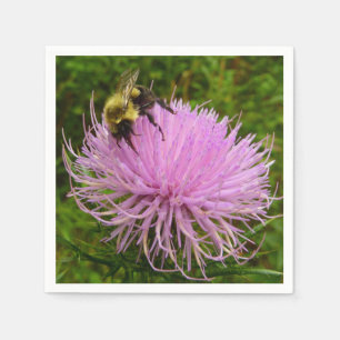 Serviettes Jetables Abeille sur la nature de la fleur de chardon