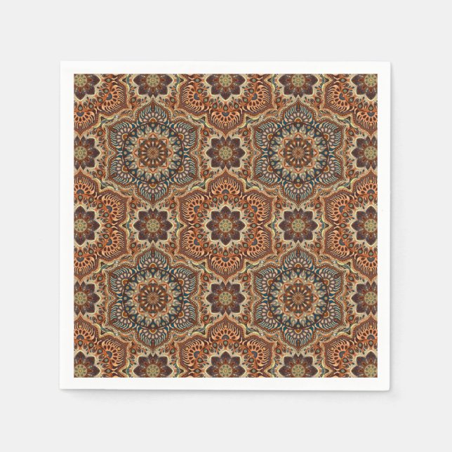 Serviettes Jetables Abstrait coloré ethnique floral mandala motif de (Devant)