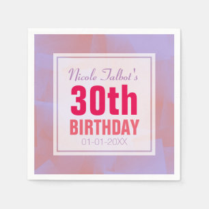 Serviettes Jetables Abstrait Pastel 30e Anniversaire Papier Napkins 8