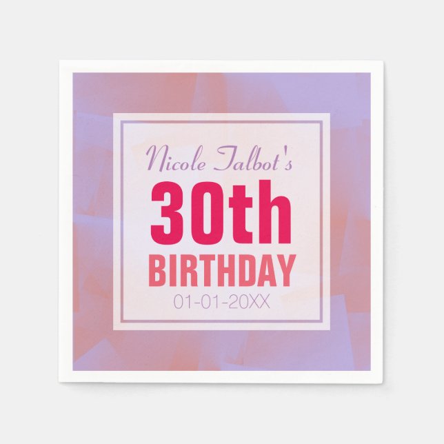Serviettes Jetables Abstrait Pastel 30e Anniversaire Papier Napkins 8 (Devant)