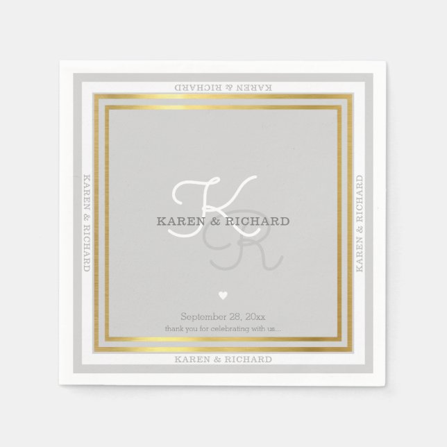 Serviettes Jetables accueil de mariage en monogrammed joliment détaill (Devant)