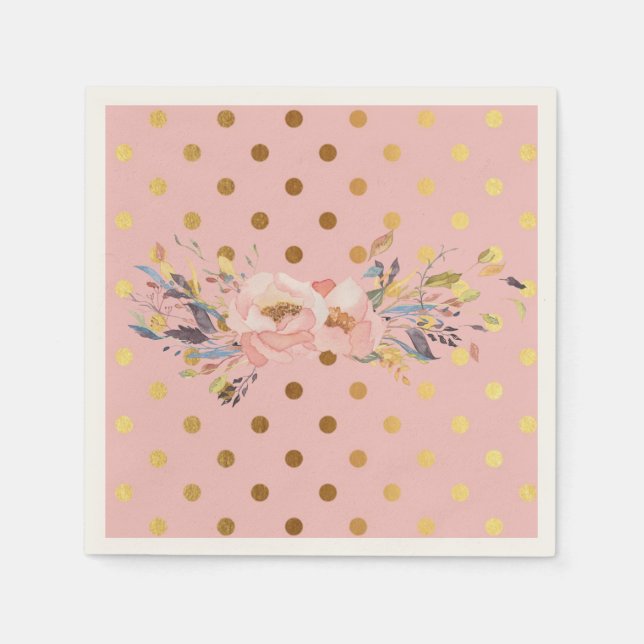 Serviettes Jetables Adorable Faux Pois d'or (Devant)
