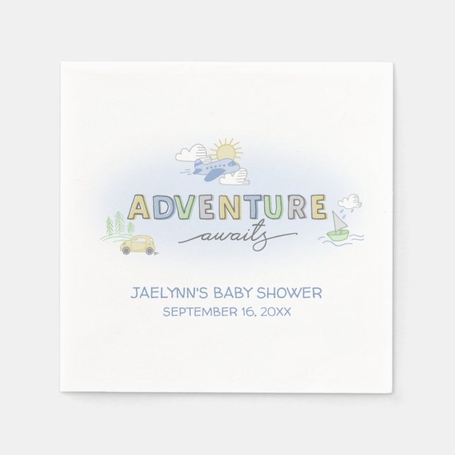 Serviettes Jetables Adventure Await Travel - Personnalisé (Devant)