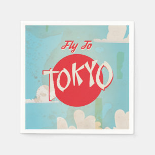 Serviettes Jetables Affiches de voyage de Tokyo vintage, Japon