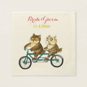 Serviettes Jetables Aimer hibou vélo tandem aquarelle