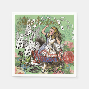 Serviettes Jetables alice cartes d'aventure merveilleux chapeau lapin 