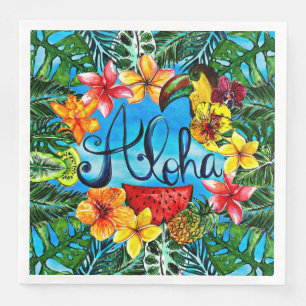 Serviettes Jetables Aloha - nourriture tropicale de fleur et