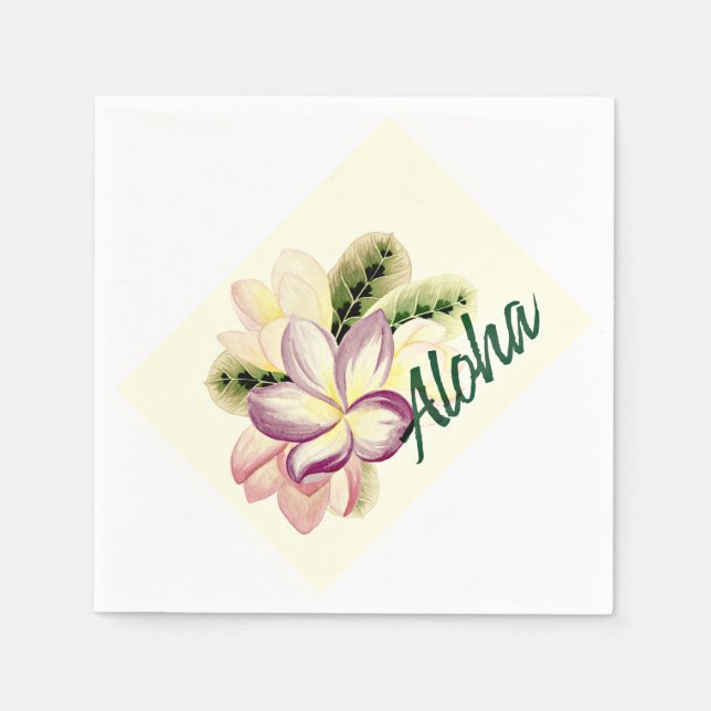 Serviettes Jetables Aloha Plumeria (Devant)