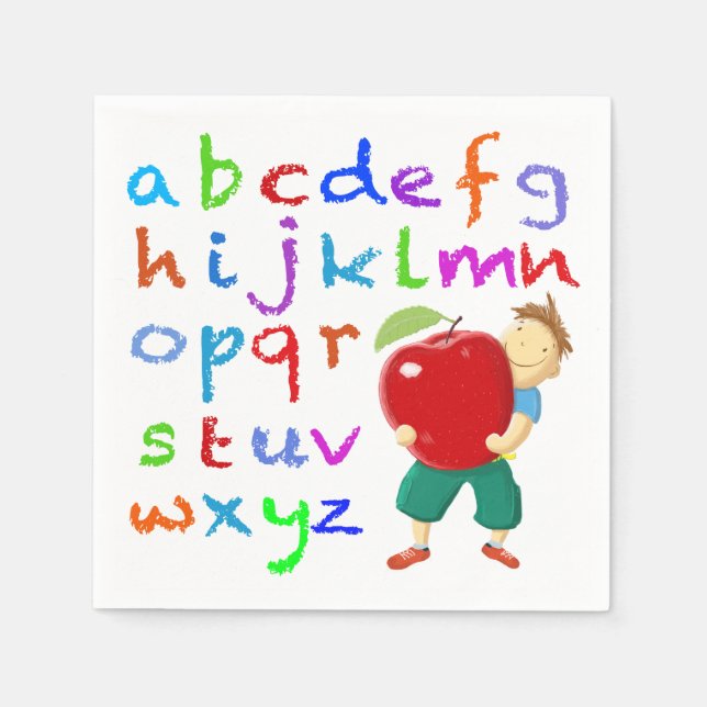 Serviettes Jetables Alphabet des enseignants (Devant)