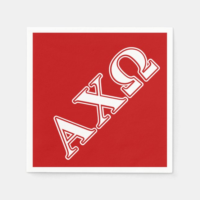 Serviettes Jetables Alphi Chi Omega White and Red Letters (Devant)