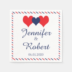 Serviettes Jetables Americana Hearts Mariage Napkin