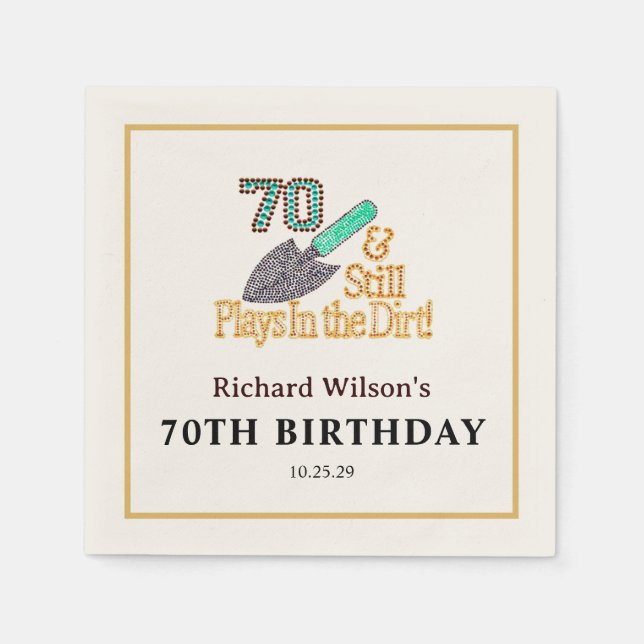Serviettes Jetables Amusants Humour Gardening 70e anniversaire de fête (Devant)