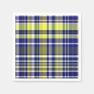 Serviettes Jetables Ananas Marine Bleu Blanc Preppy Madras Plaid
