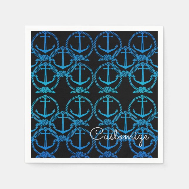 Serviettes Jetables Ancre bleue marine Motif Napkins (Devant)