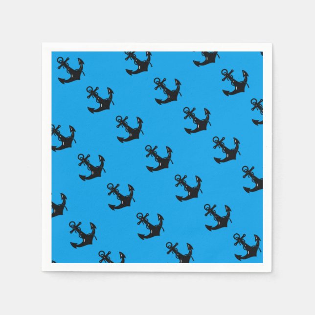 Serviettes Jetables Ancre de bateau noir (Devant)