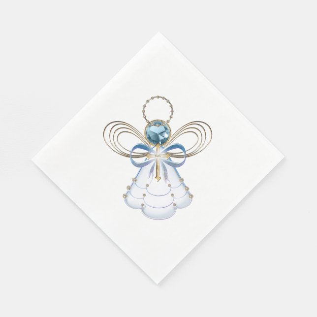 Serviettes Jetables Ange de Foi bleu Noël - Fête (Coin)