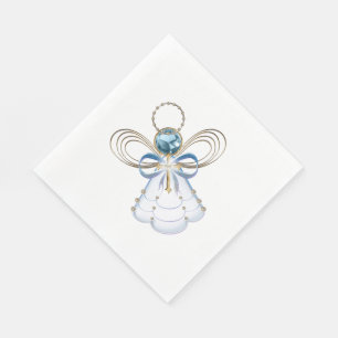 Serviettes Jetables Ange en filigrane bleu de Noël de la foi -