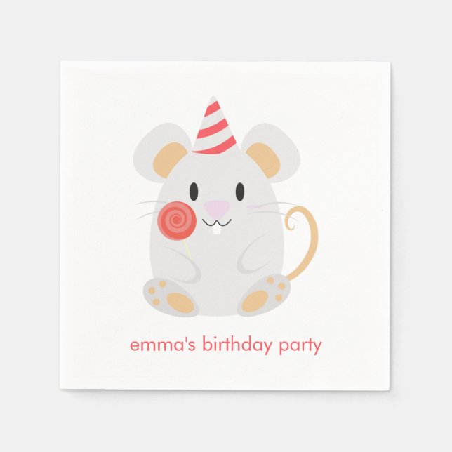 Serviettes Jetables Anniversaire de enfant de souris (Devant)