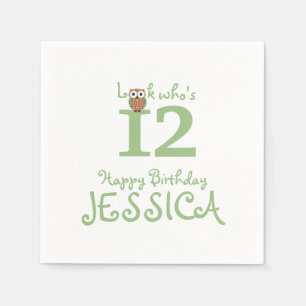 Serviettes Jetables Anniversaire de hibou de huée joyeux