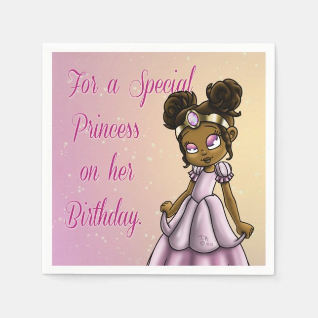 Serviettes Jetables Anniversaire de la princesse africaine américaine (Devant)