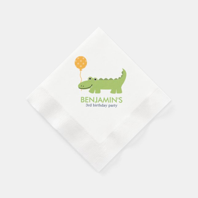 Serviettes Jetables Anniversaire de l'Alligator mignon (Coin)