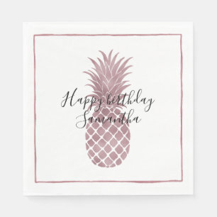 Serviettes Jetables Anniversaire de l'ananas rose