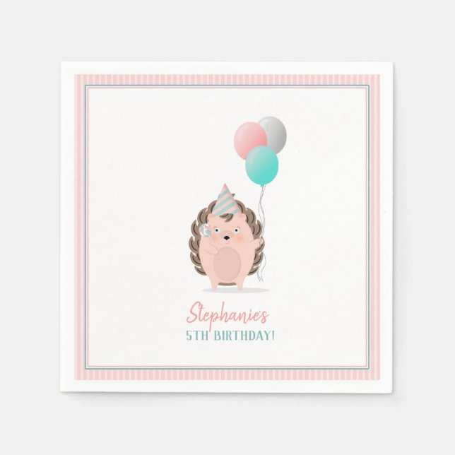 Serviettes Jetables Anniversaire du Hérisson mignon (Devant)