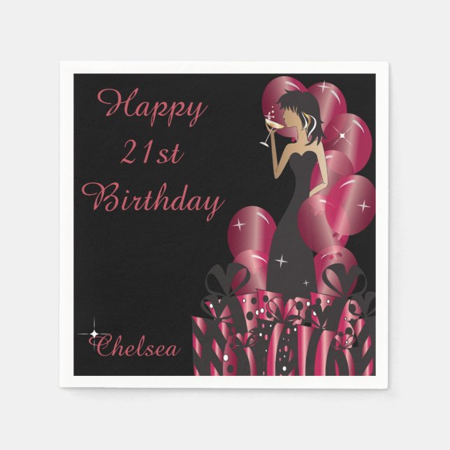 Serviettes Jetables Anniversaire ou Bachelorette Party Diva Princess G (Devant)
