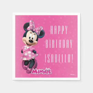 Serviettes Jetables Anniversaire rose et blanc Minnie