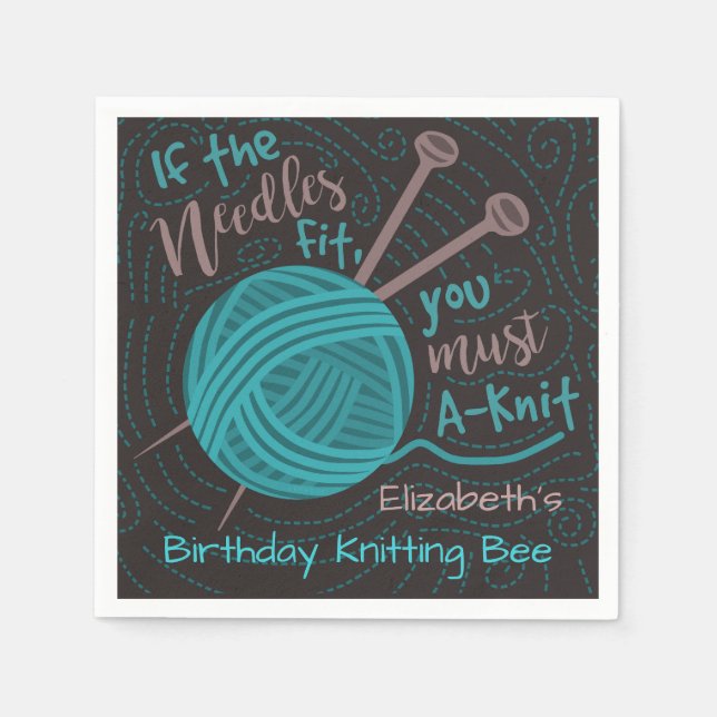 Serviettes Jetables Anniversaire Tricot Bee Party | Fantaisie de Trico (Devant)