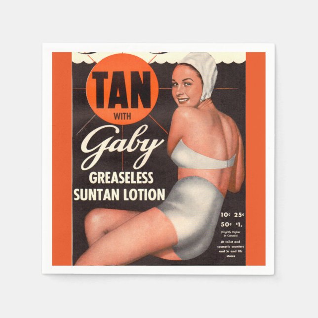 Serviettes Jetables Annonce de Gaby Suntan 1950 (Devant)
