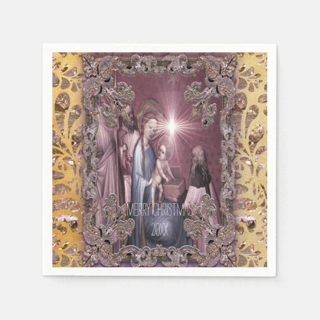 Serviettes Jetables Apporter des cadeaux Baby Jesus (Devant)