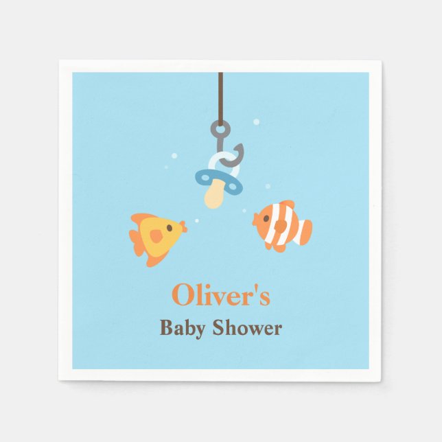 Serviettes Jetables Approvisionnements de Baby shower de pêche à l'app (Devant)