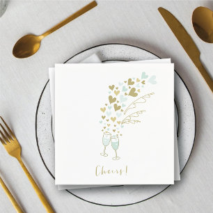 Serviettes Jetables Aqua Champagne Félicitations Fiançailles Mariage