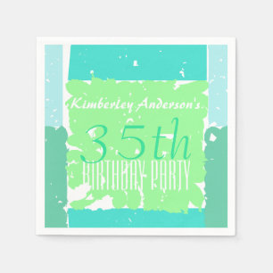 Serviettes Jetables Aqua Mint Green Batik 35e anniversaire papier serv