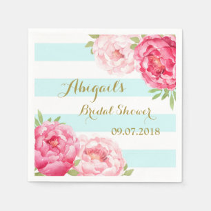 Serviettes Jetables Aqua Stripes Fête des mariées d'aquarelle rose ser