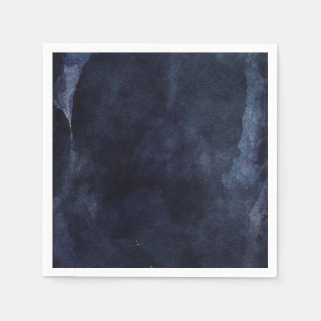 Serviettes Jetables Aquarelle bleu marine Élégant Mariage moderne (Devant)