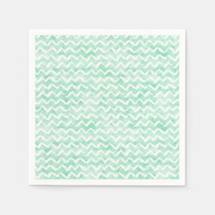 Serviettes Jetables Aquarelle Chic Mint Chevron Stripes