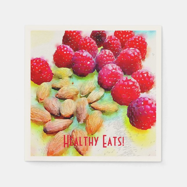 Serviettes Jetables Aquarelle de framboises et d'amandes (Devant)